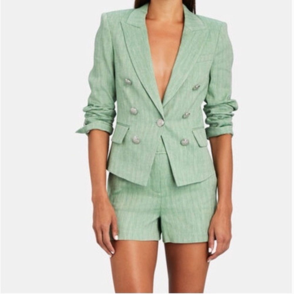 Veronica Beard Mint Green Double-Breasted Blazer